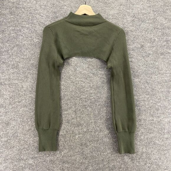 New Ashley Stewart Cropped Top Women 14/16 Gray High Neck Long Sleeve Rayon - Picture 2 of 9